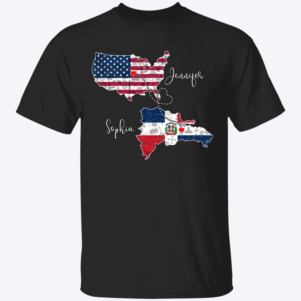 Custom Dominican American Map T-shirt With Name