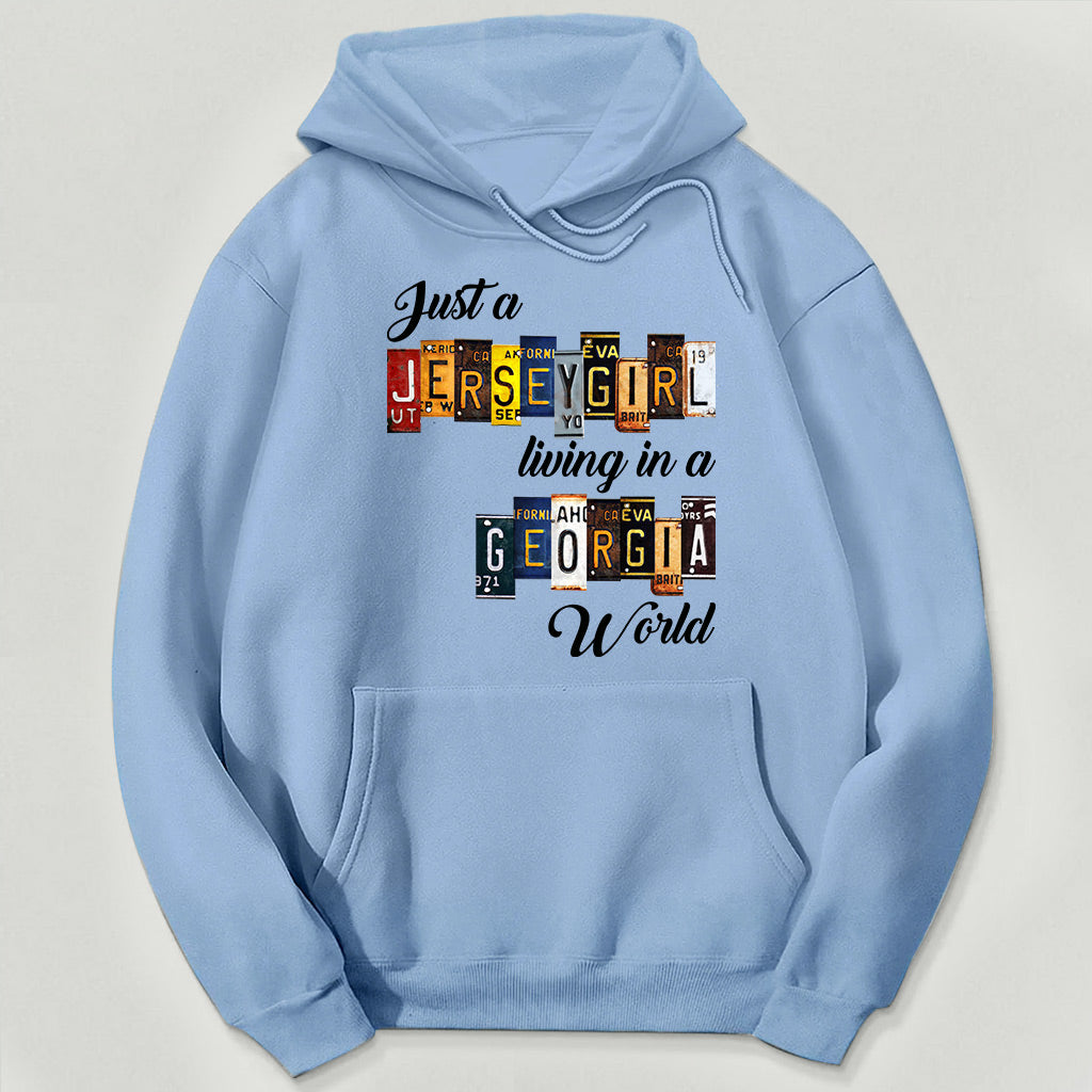 Just A Jersey Girl Living In Georgia World T-shirt With License Plate Style