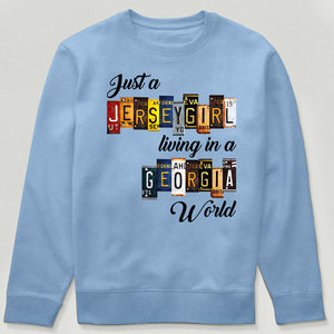Just A Jersey Girl Living In Georgia World T-shirt With License Plate Style