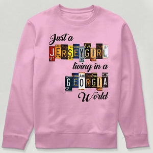 Just A Jersey Girl Living In Georgia World T-shirt With License Plate Style