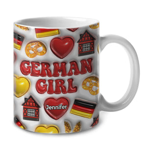German Girl Coffee Mug Cup With Custom Your Name v2