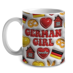German Girl Coffee Mug Cup With Custom Your Name v2