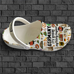 Custom Germany Clogs Shoes, It's Where My Story Begins