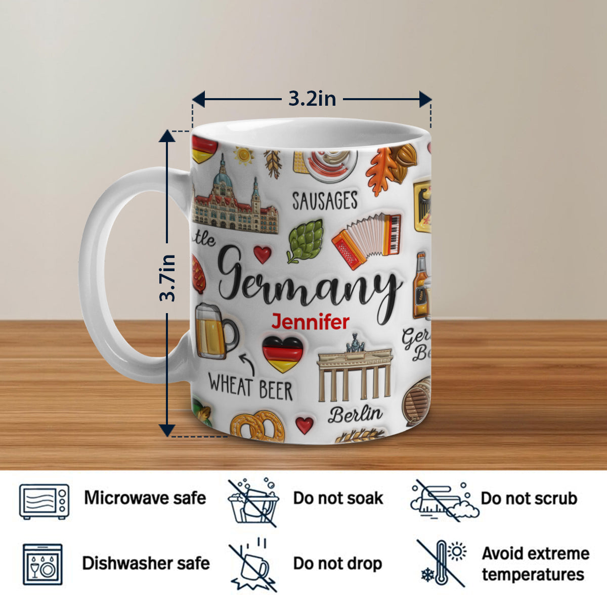Custom Germany Coffee Mug Cup With Symbols