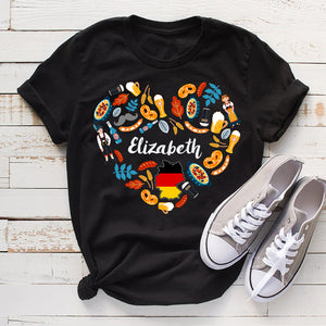 Custom Germany Heart T-shirt With Your Name