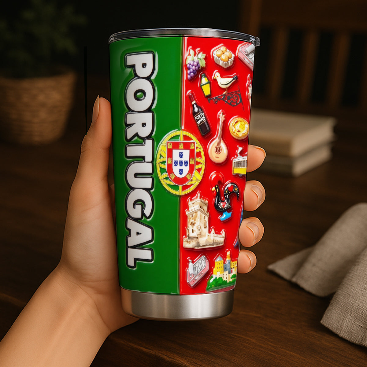 Custom Portugal Tumbler With Portugal Background