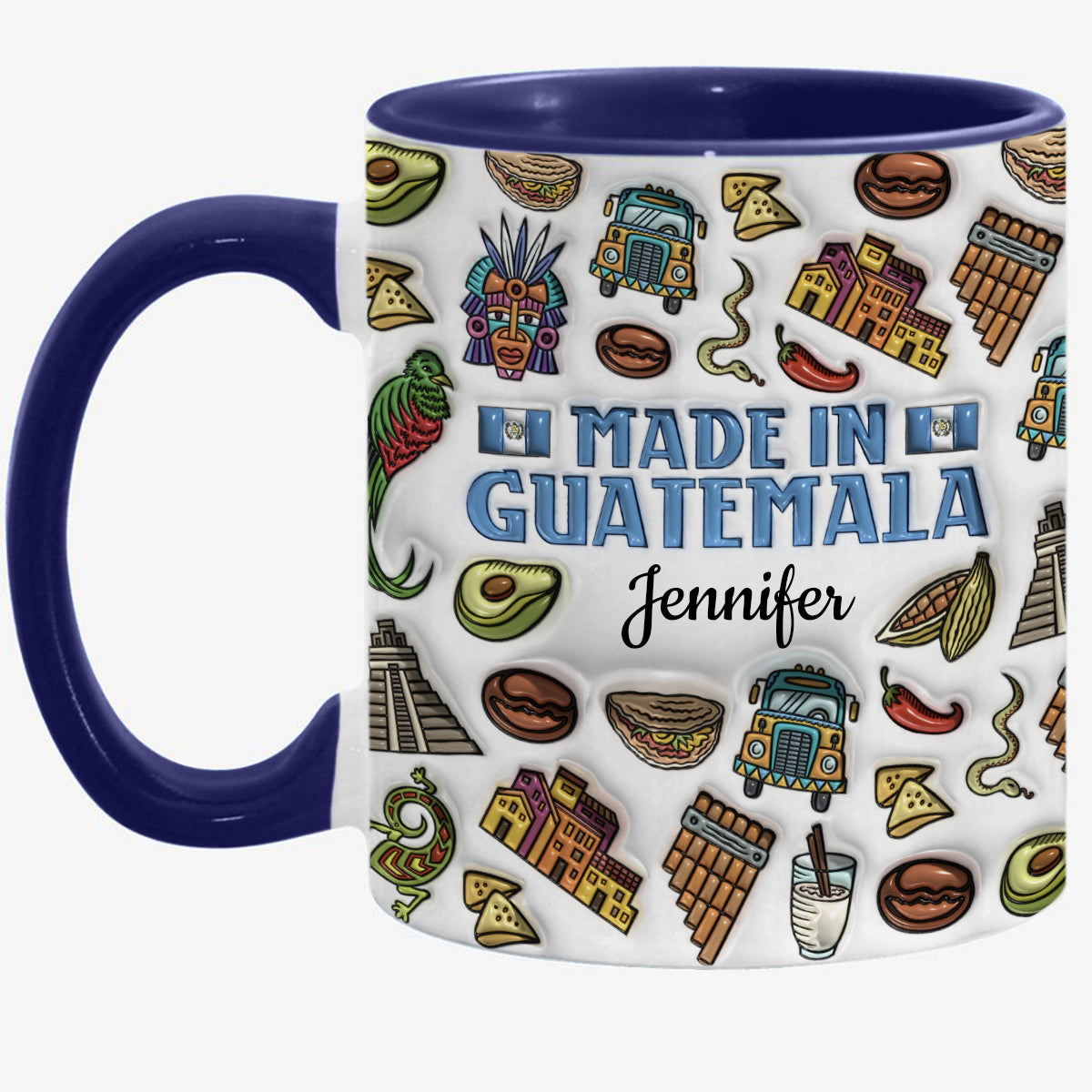 Customize Made In Guatemala Coffee Accent Mug With Symbols