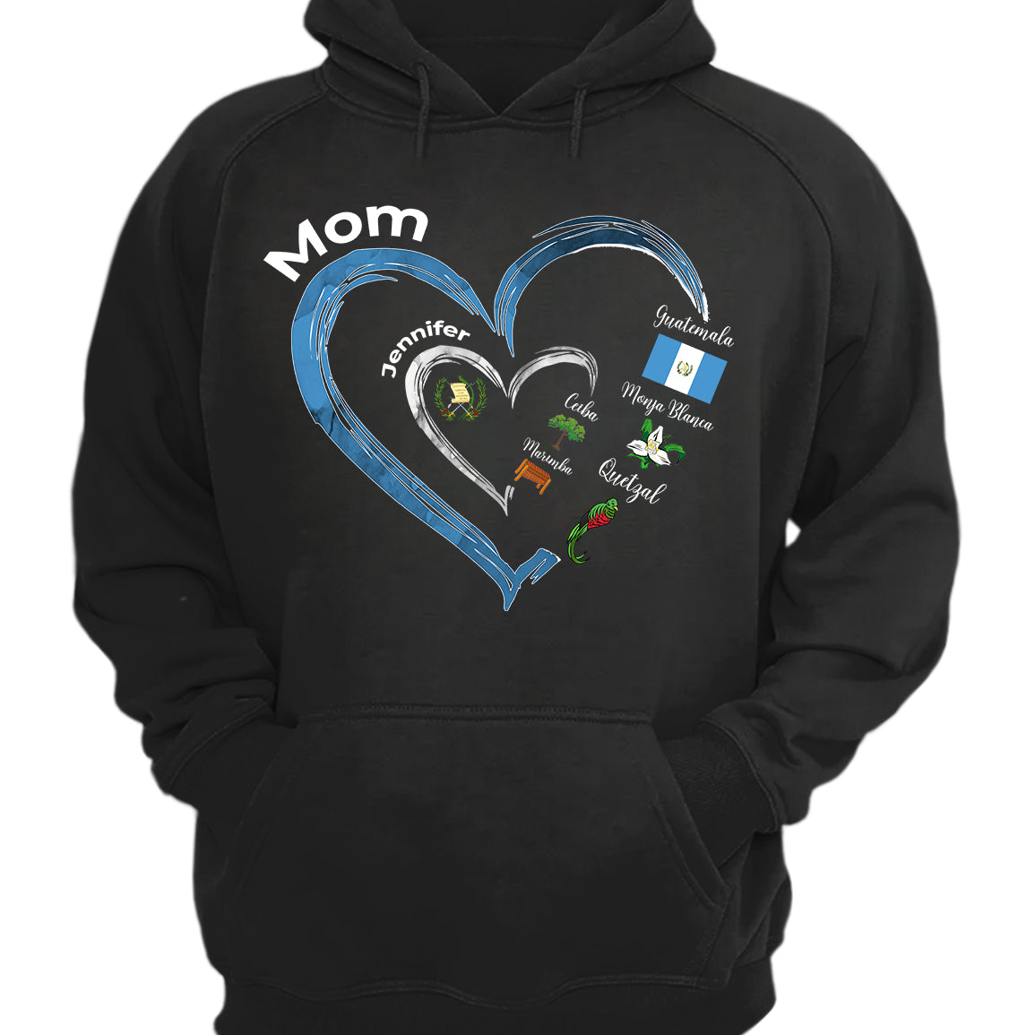 Custom Guatemala Heart And Symbols For Guatemalan Mom