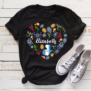 Custom Guatemala Heart T-shirt With Your Name