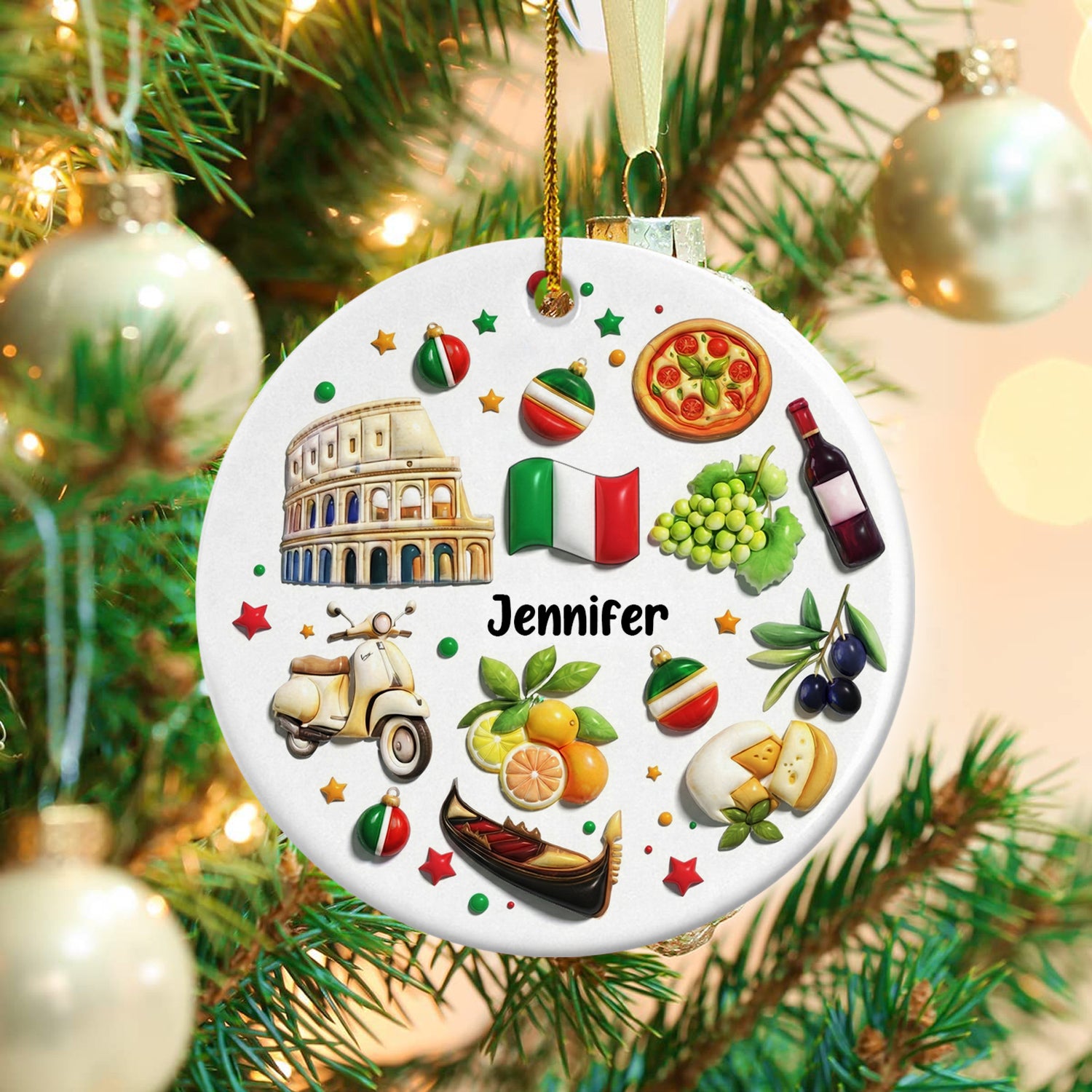 Custom Italy Italia Ornament Around Symbols