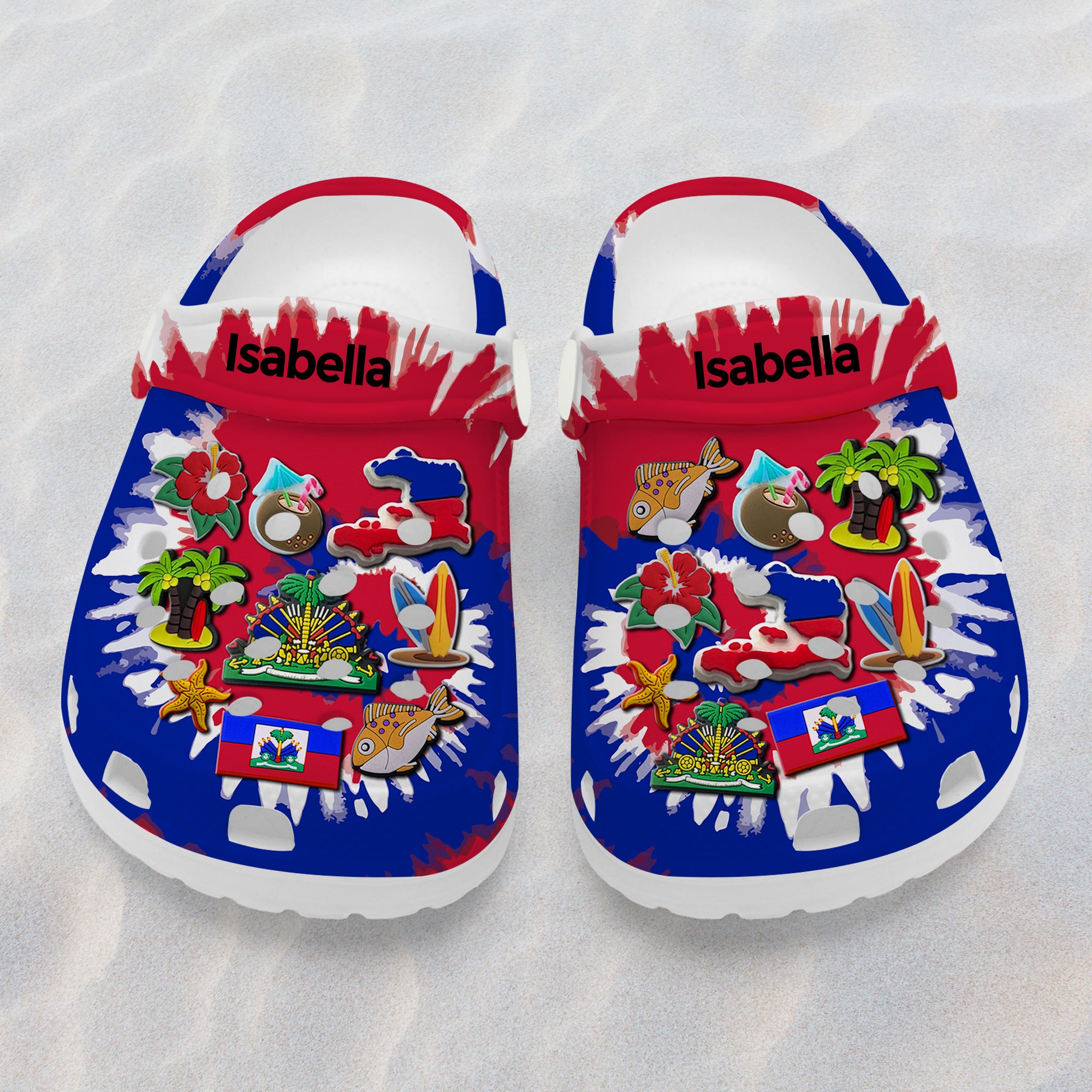Haiti Personalized Clogs Shoes With Symbols Tie Dye