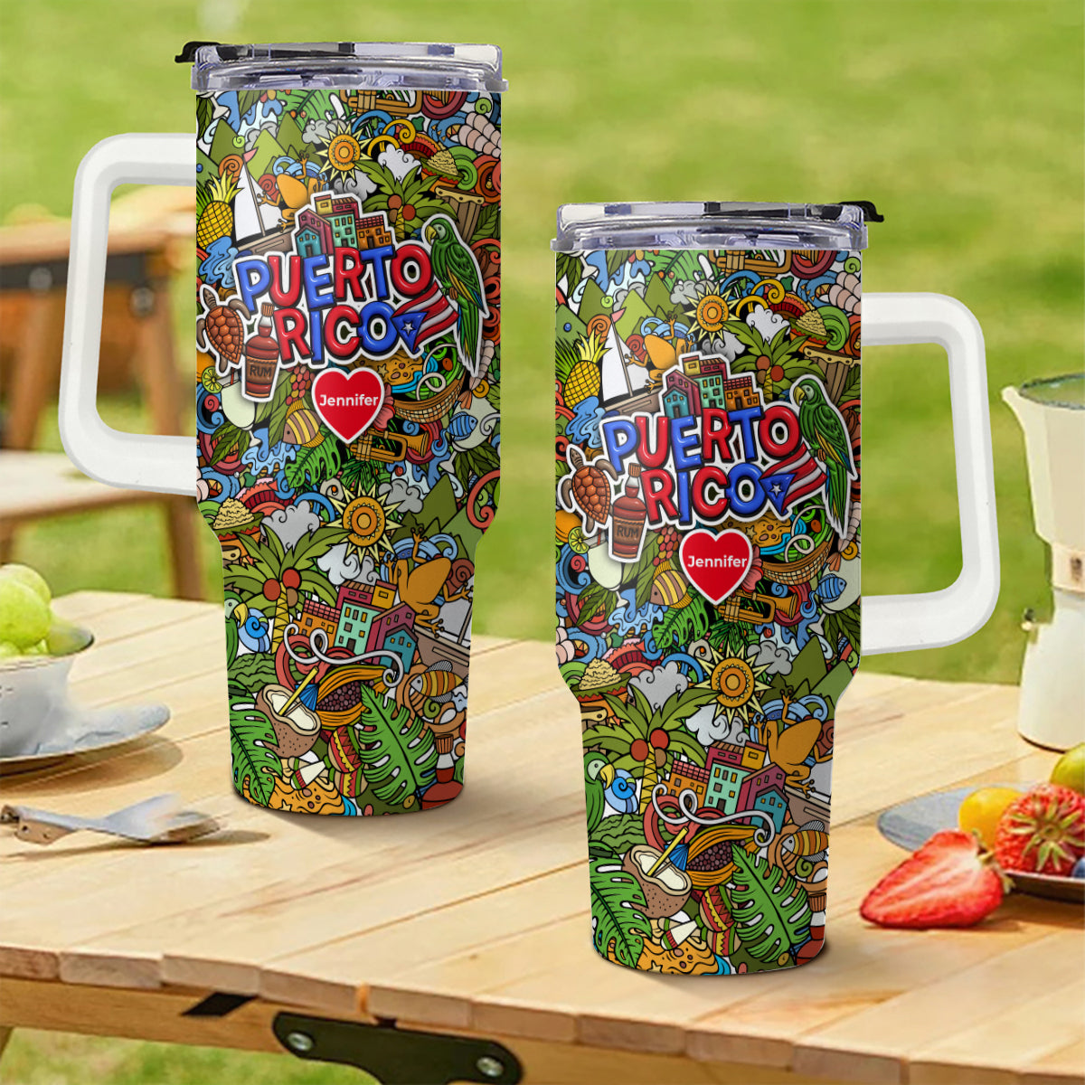 Custom Puerto Rico Tumbler 40oz With Mixed Symbols