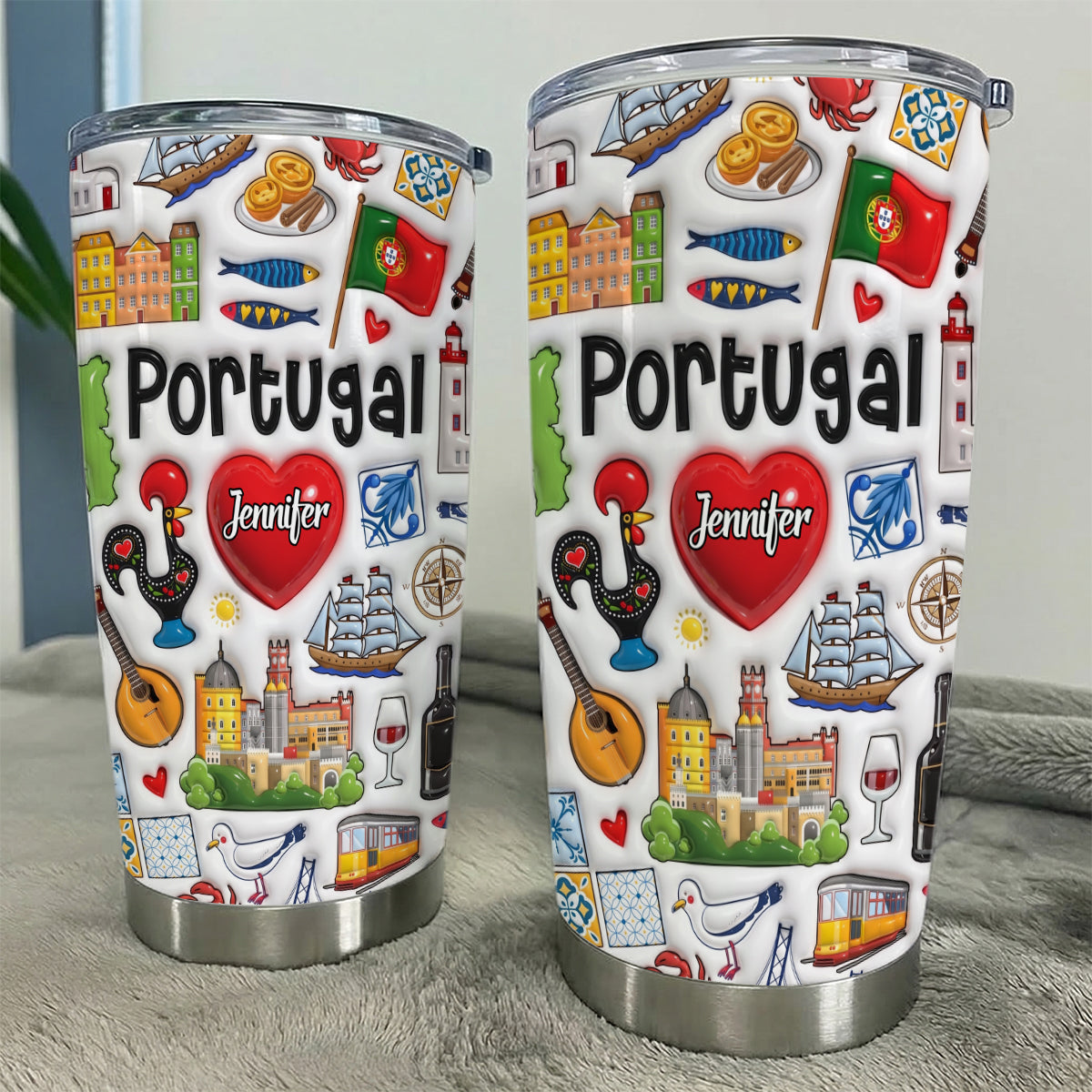 Custom Portugal Tumbler With Flag On Portugal