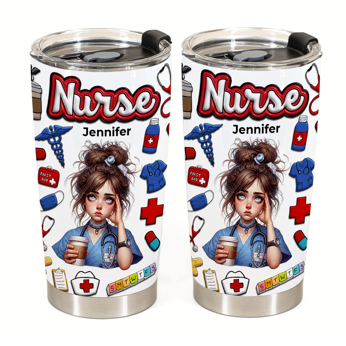 Custom Proud Nurse Tumbler, Clipart And Name