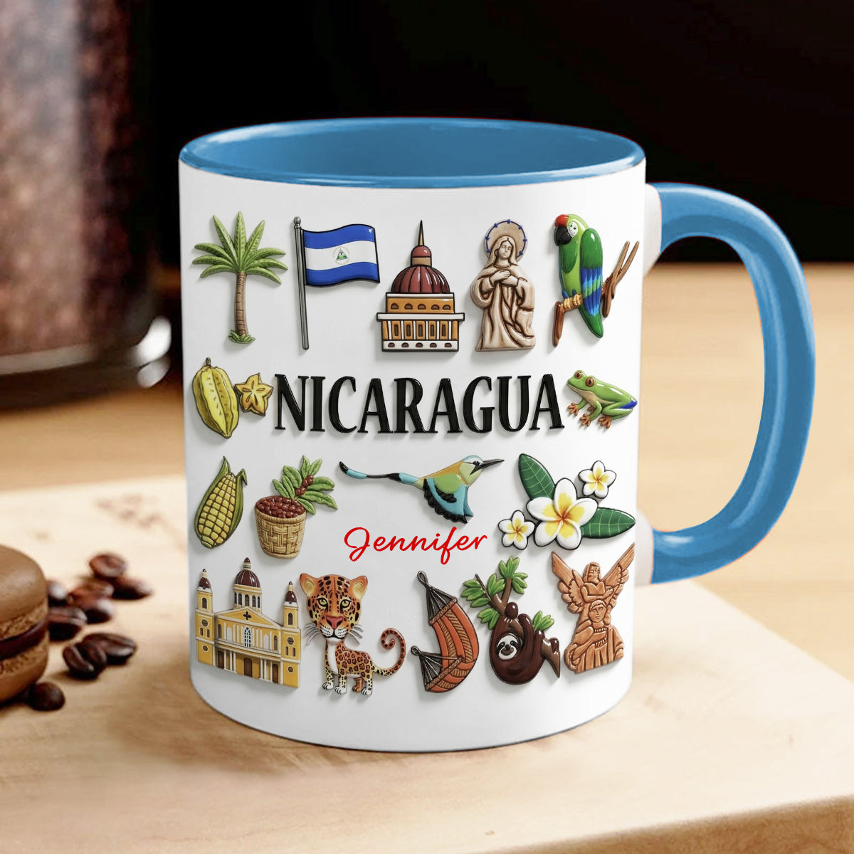 Custom Nicaragua Accent Mug With Many Nicaragua Symbols