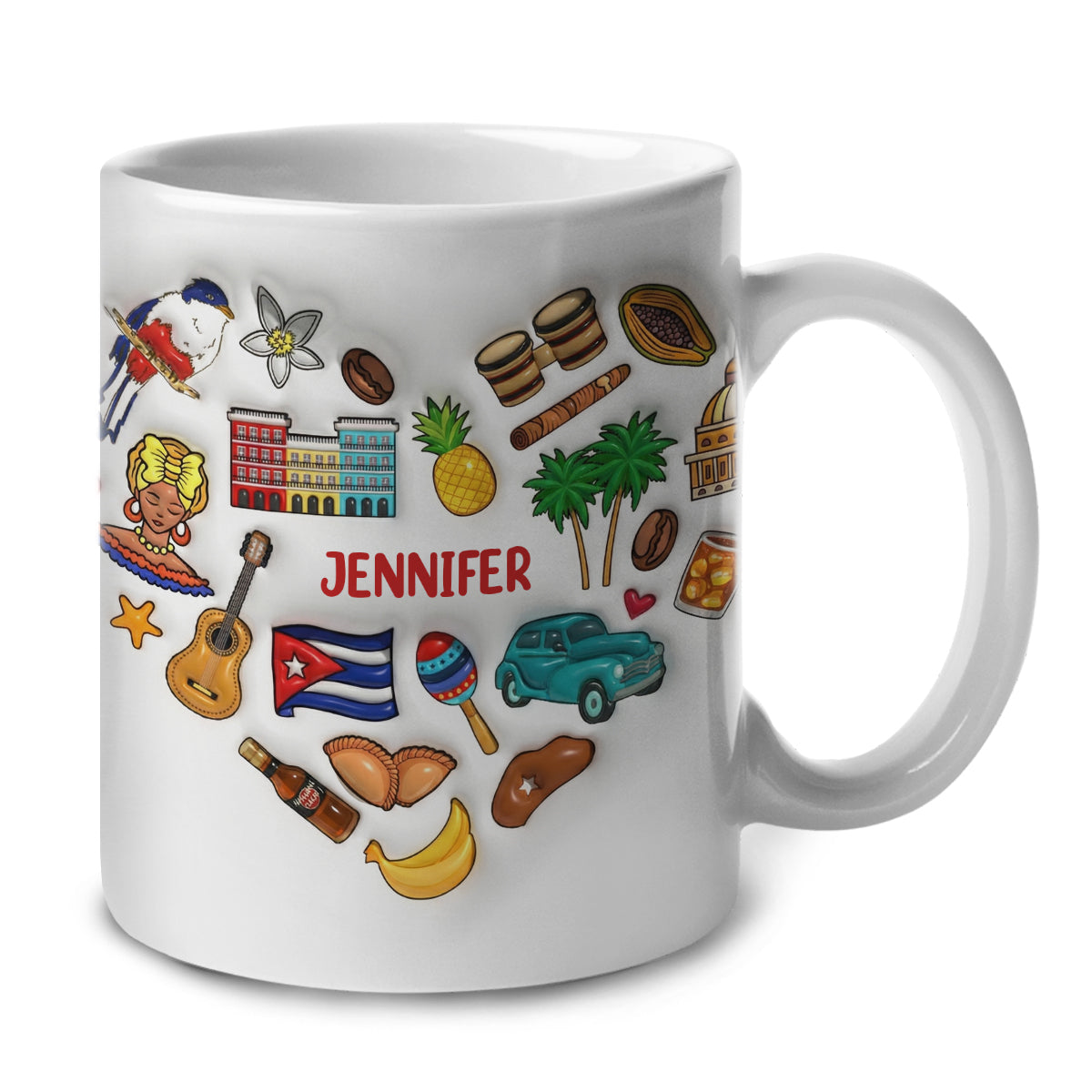 Custom Cuba Heart Symbols Mug