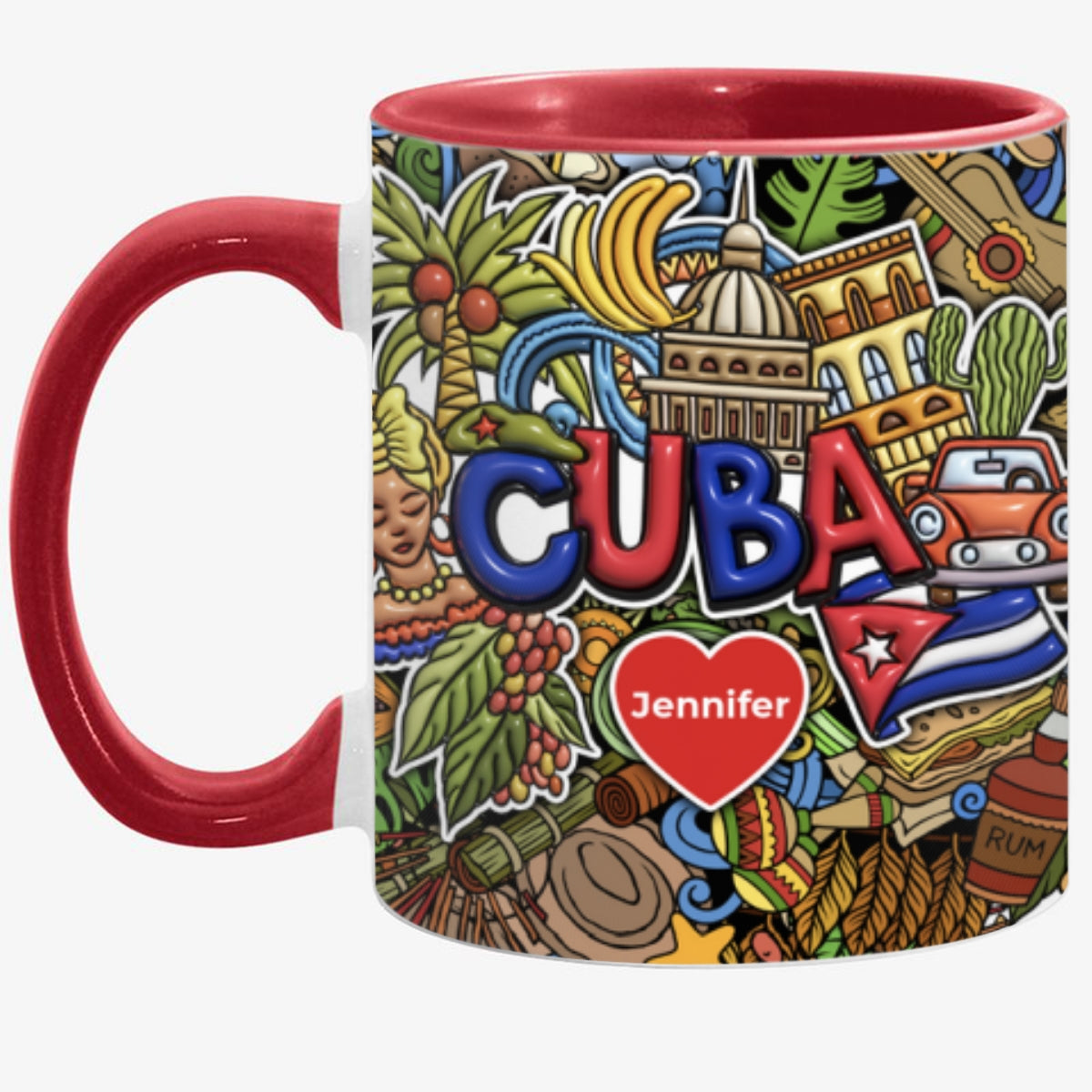 Custom Cuba Accent Mug With Mixed Symbols