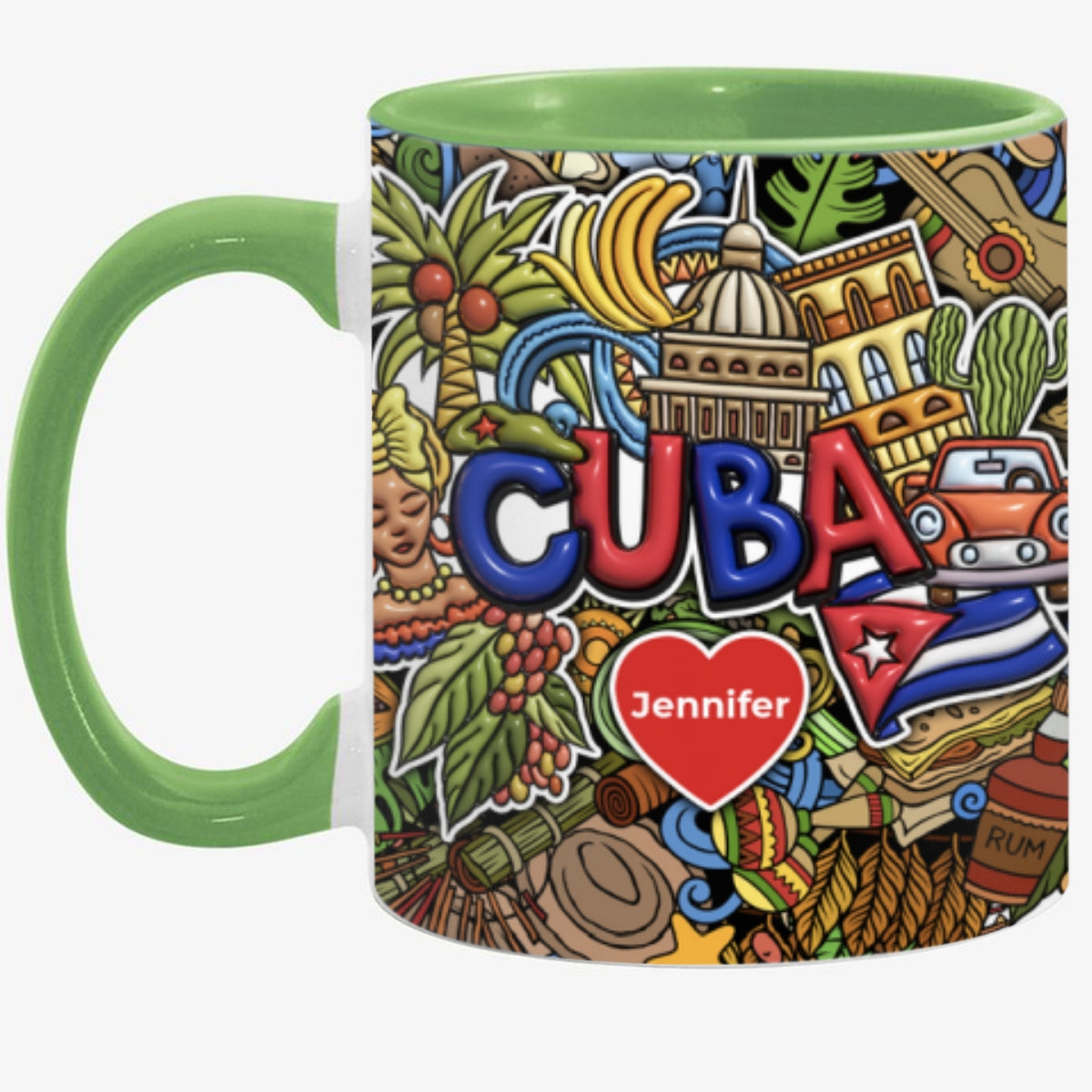 Custom Cuba Accent Mug With Mixed Symbols