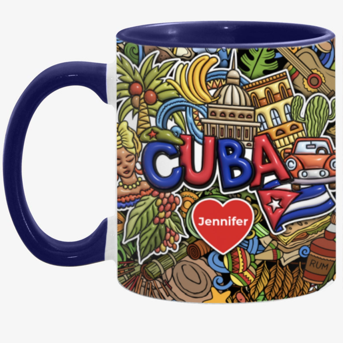 Custom Cuba Accent Mug With Mixed Symbols