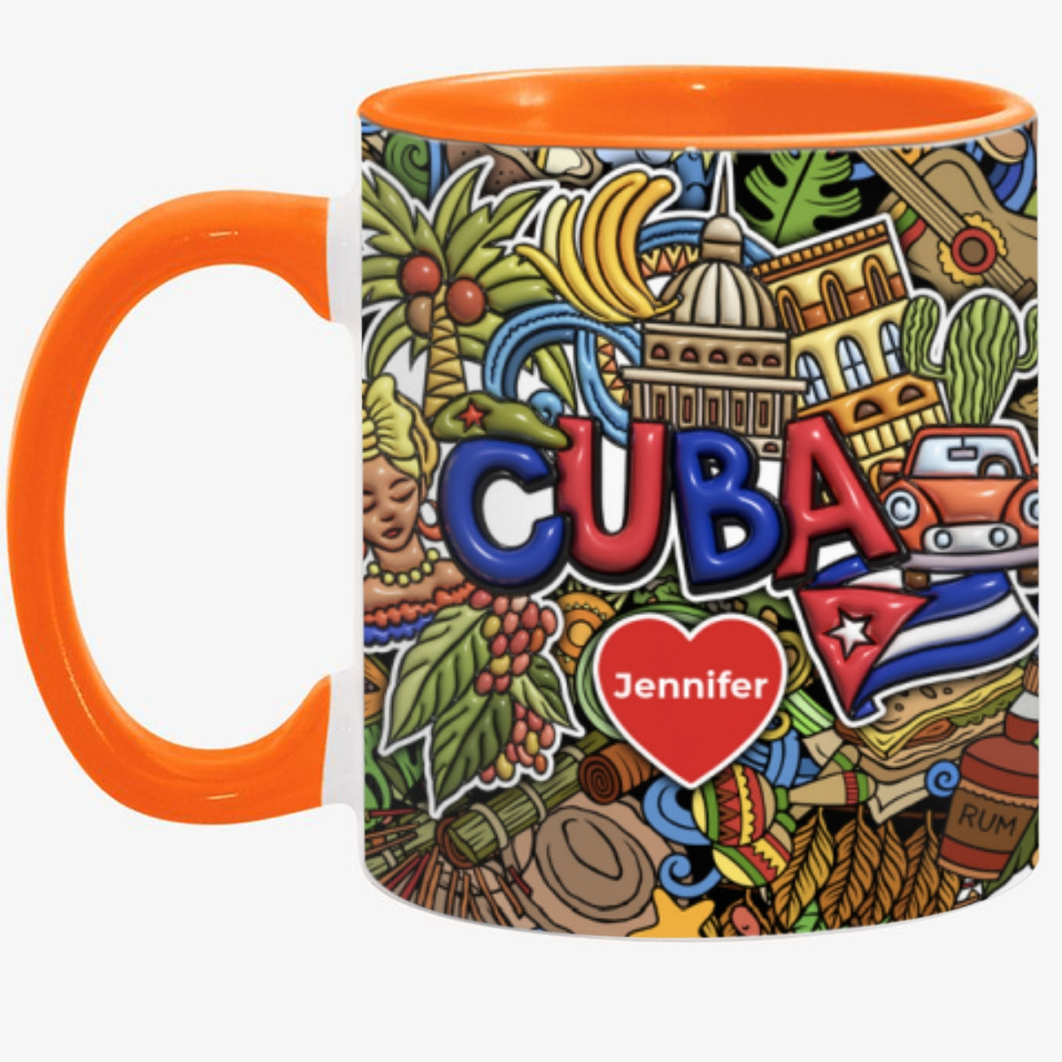 Custom Cuba Accent Mug With Mixed Symbols