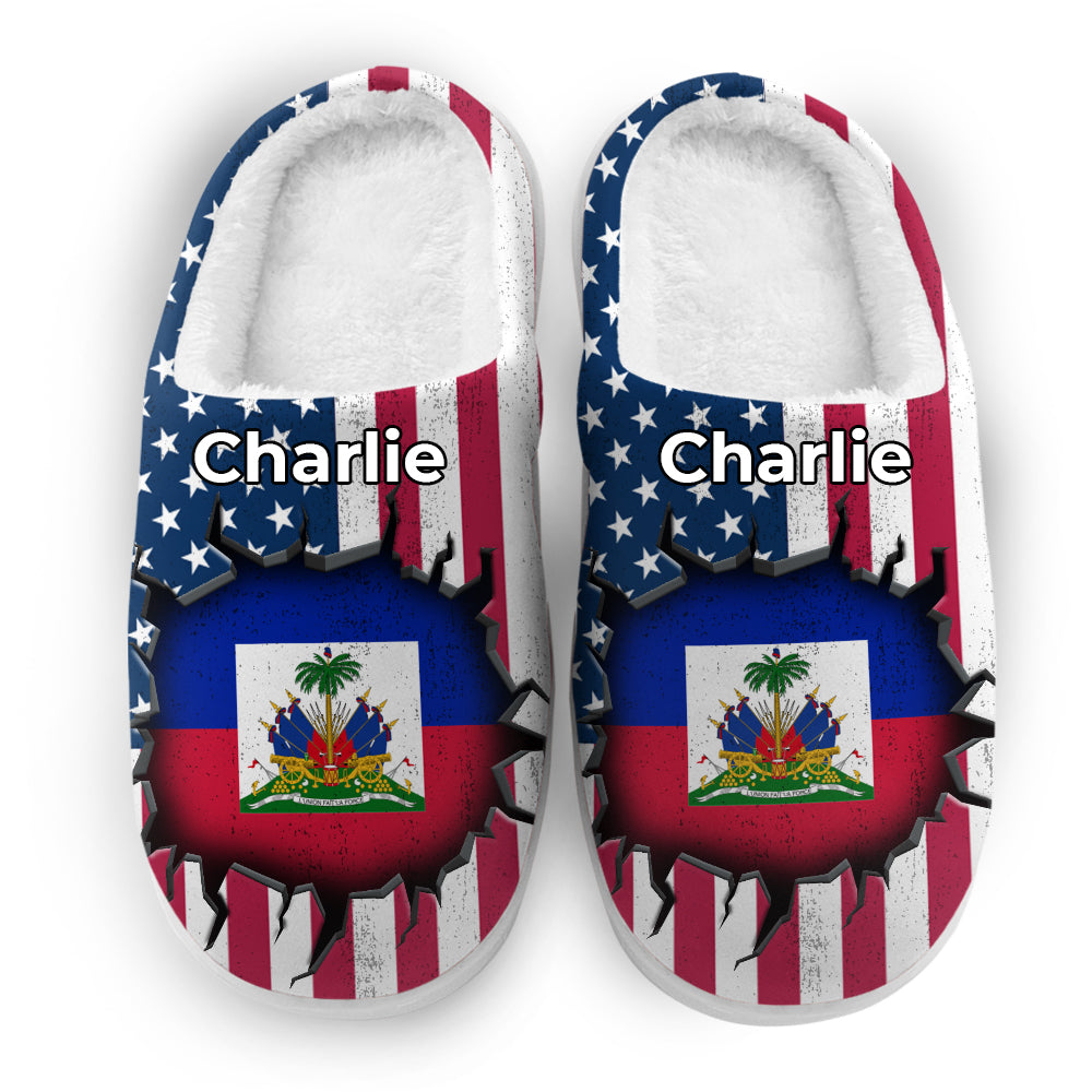 Custom Haiti Slippers With Flag Inside