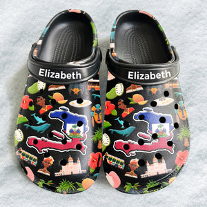 Haiti Customized Clogs Shoes With Haitian Flag And Symbols v2