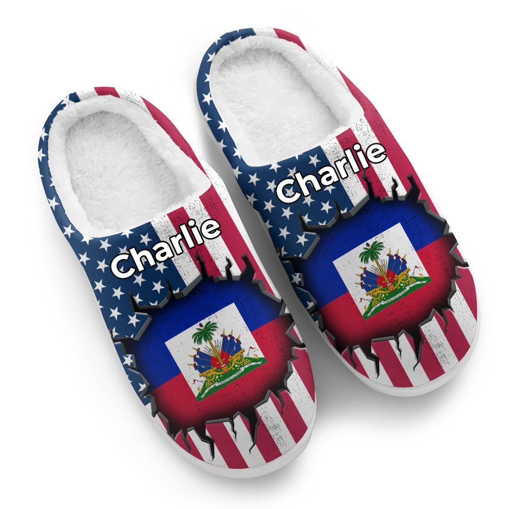 Custom Haiti Slippers With Flag Inside
