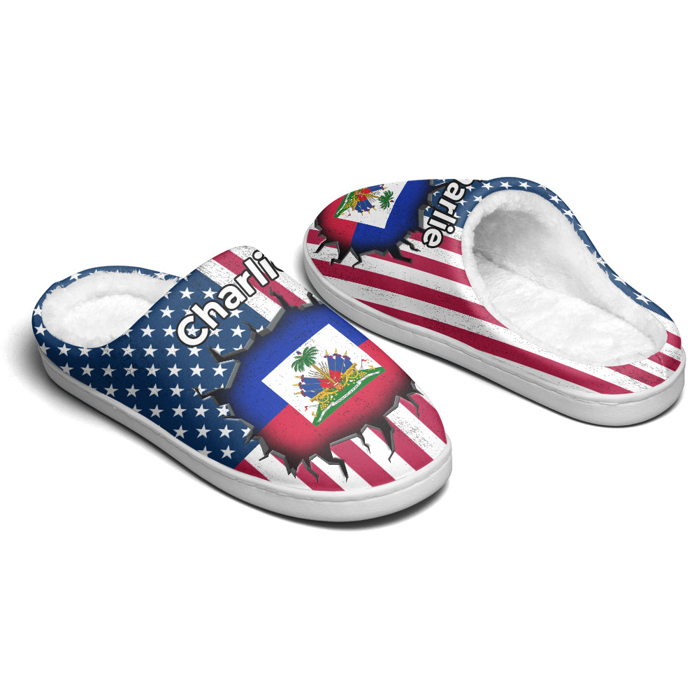Custom Haiti Slippers With Flag Inside