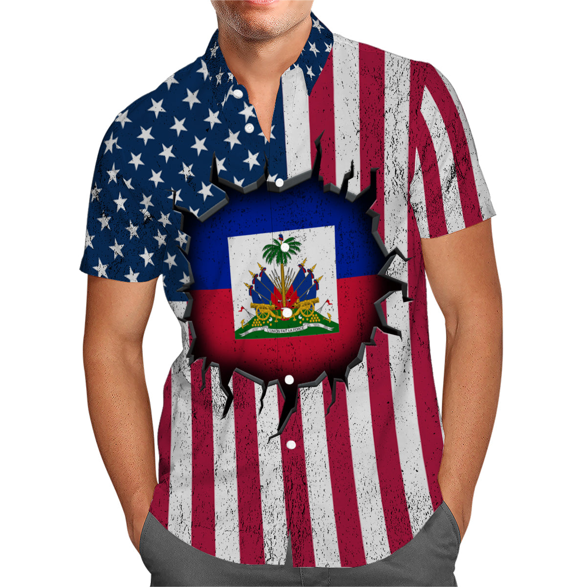 A Haitian American Style Hawaiian Shirt