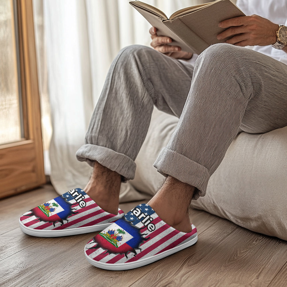 Custom Haiti Slippers With Flag Inside