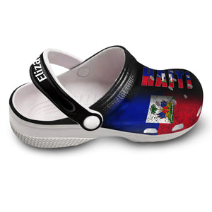 Haiti Personalized Clogs Shoes With A Half Flag