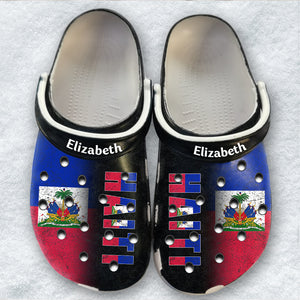 Haiti Personalized Clogs Shoes With A Half Flag