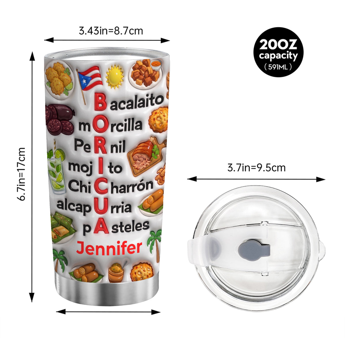 Custom Puerto Rico Boricua Tumbler With Symbols Effect