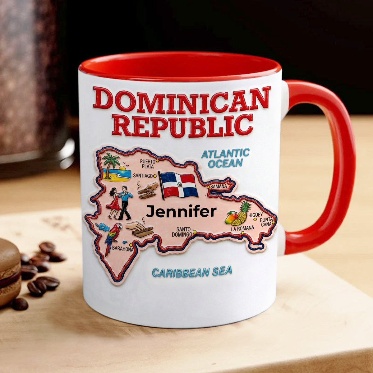 Custom Dominican Republic Map Accent Mug With Your Name