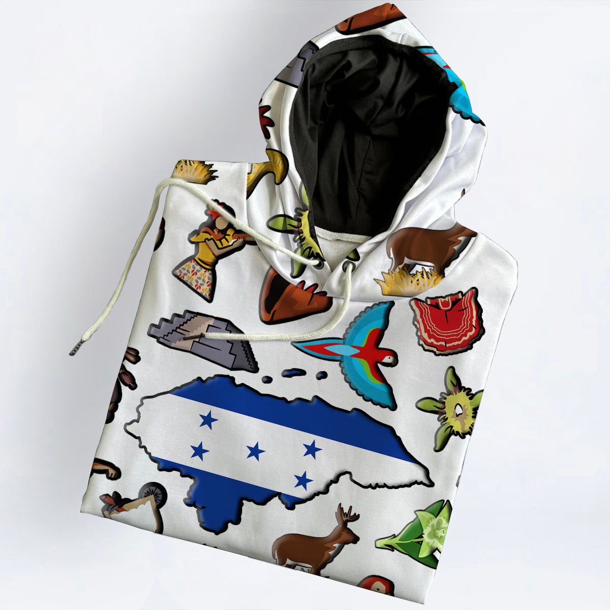 Honduras All Over Print Hoodie With Honduran Flag And Symbols