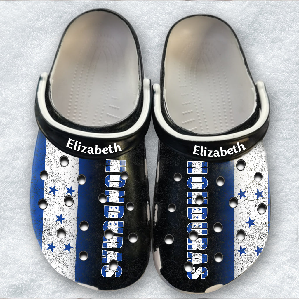 Honduras Personalized Clogs Shoes With A Half Flag