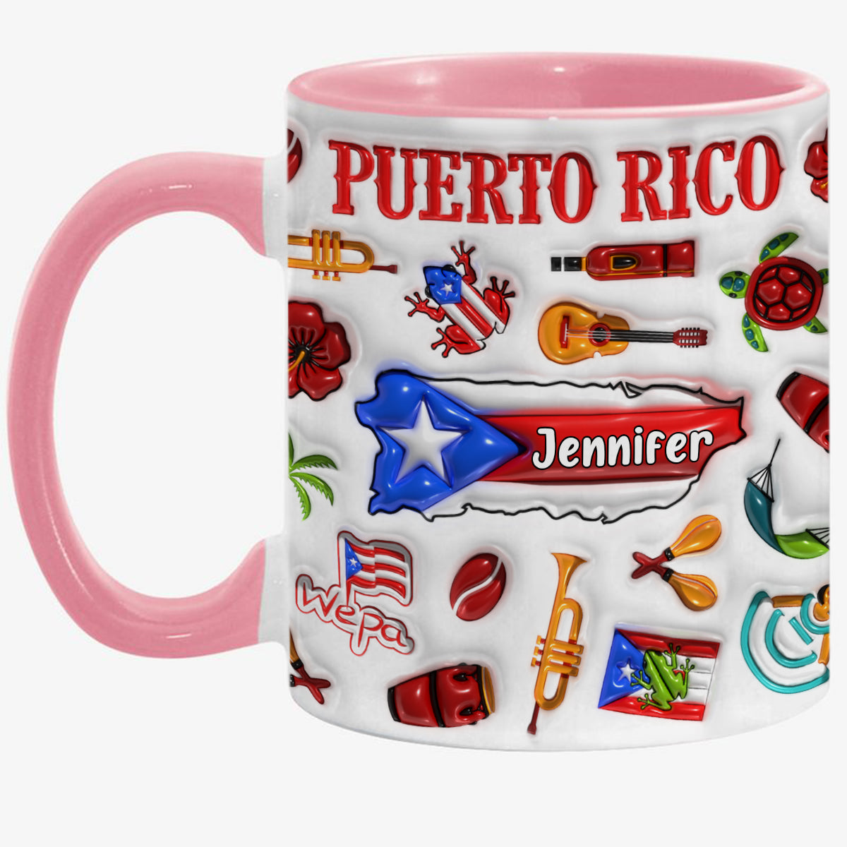 Custom Puerto Rico Accent Coffee Mug Cup With Your Name