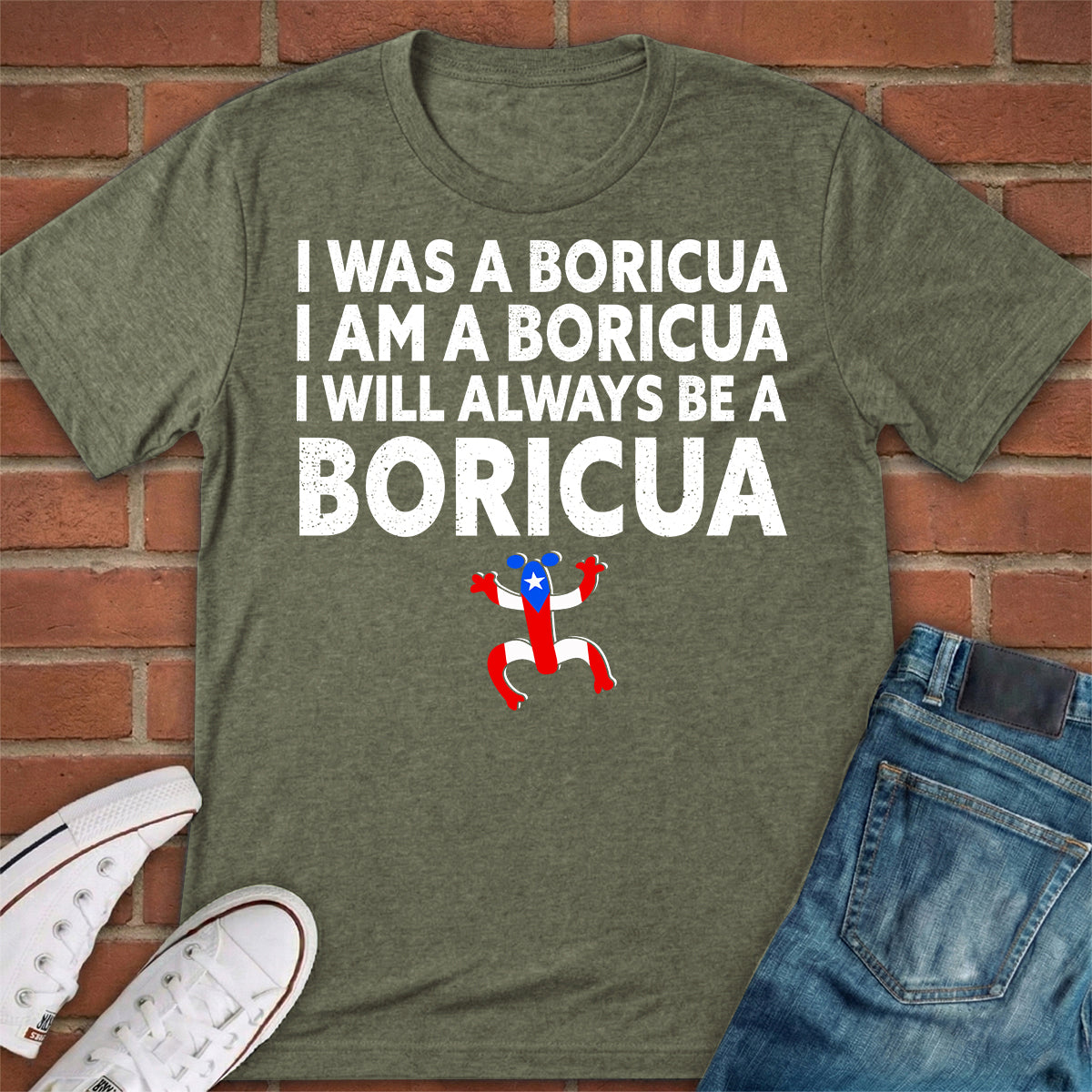 I Will Always Be A Boricua T-shirt With A Coqui Symbol