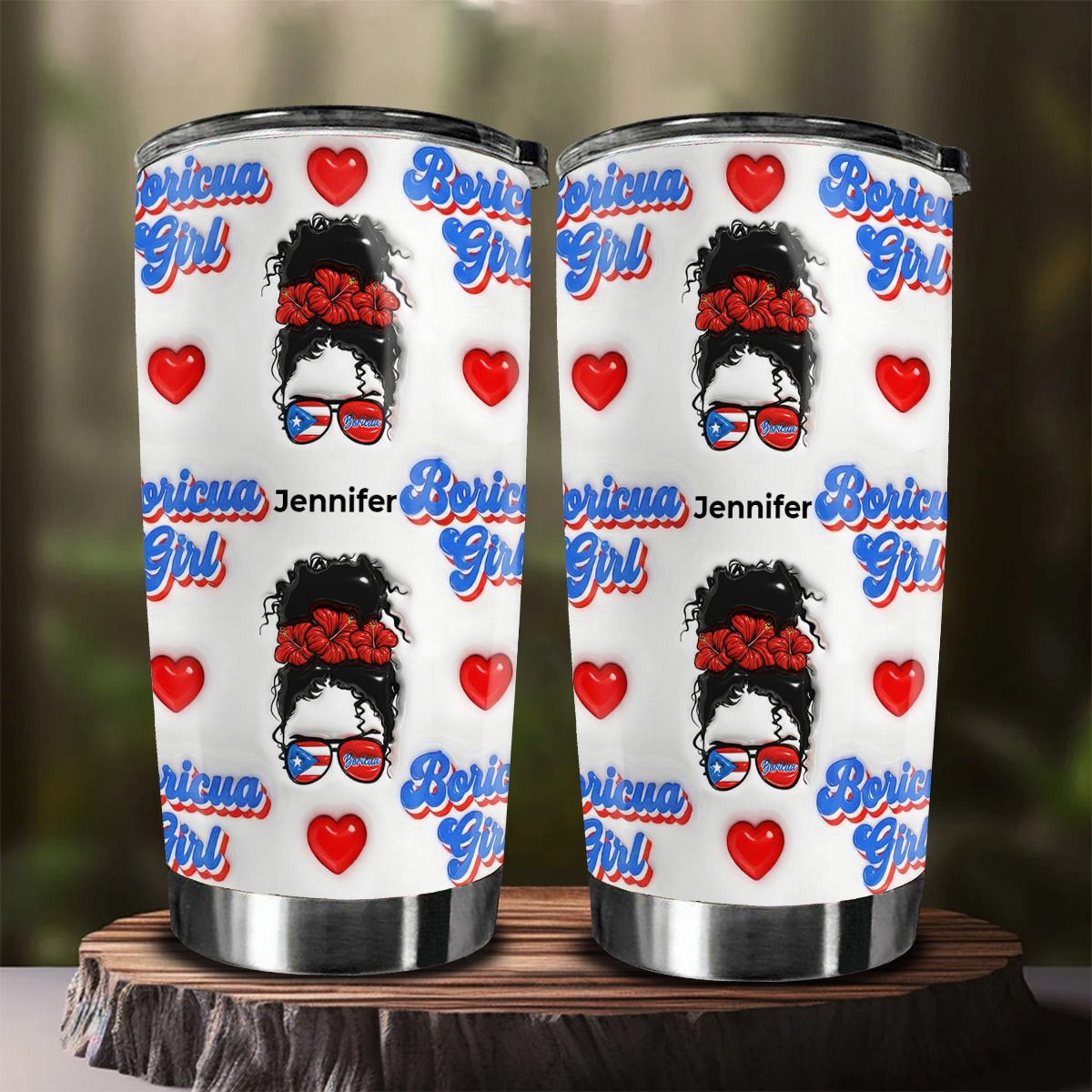 Custom Funny Puerto Rico Boricua Girl Symbols Tumbler