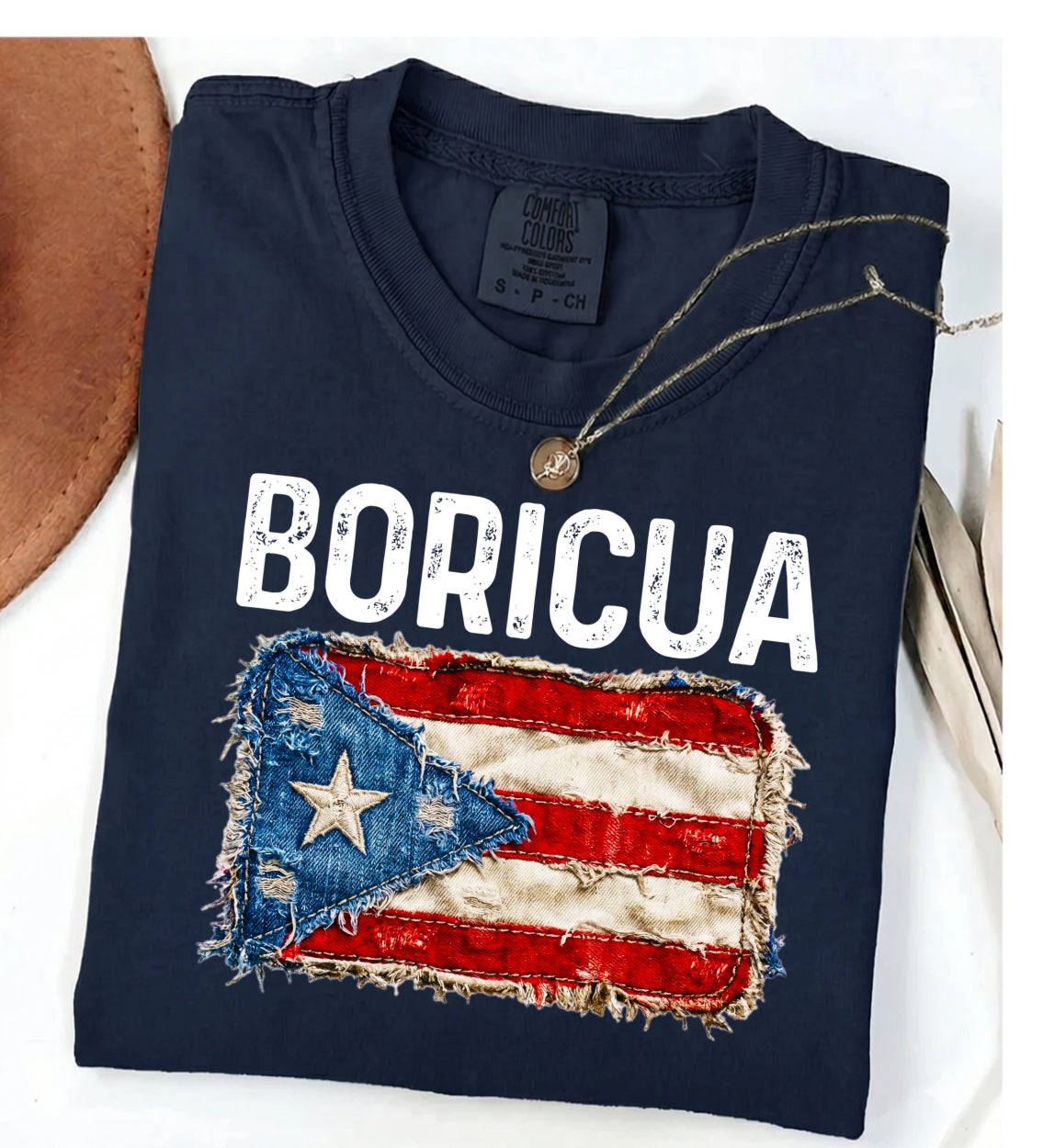 Custom Puerto Rico Flag With Faux Patchwork Effect
