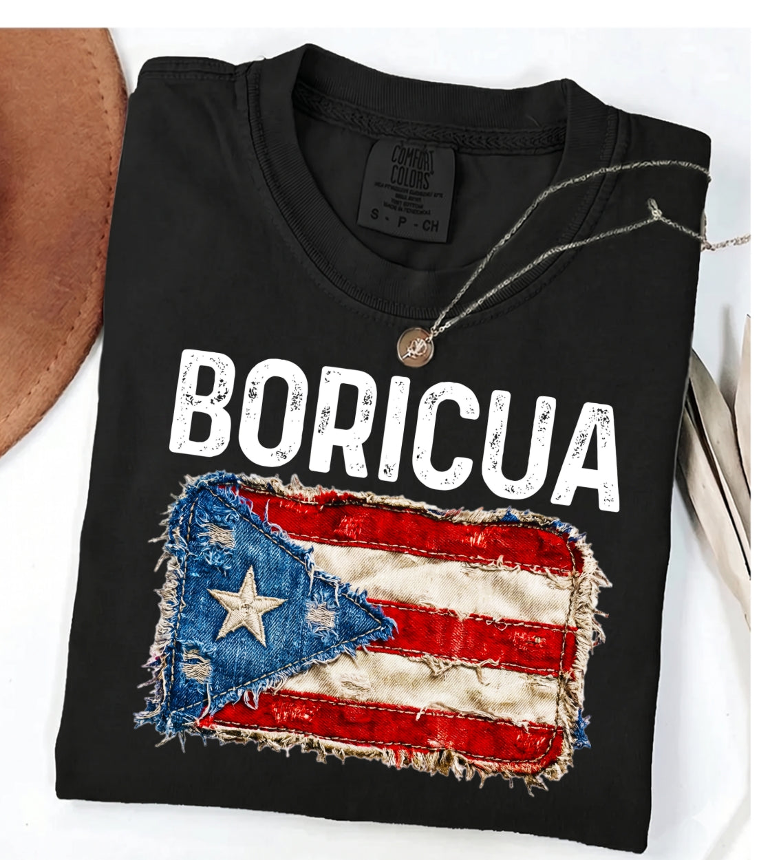 Custom Puerto Rico Flag With Faux Patchwork Effect