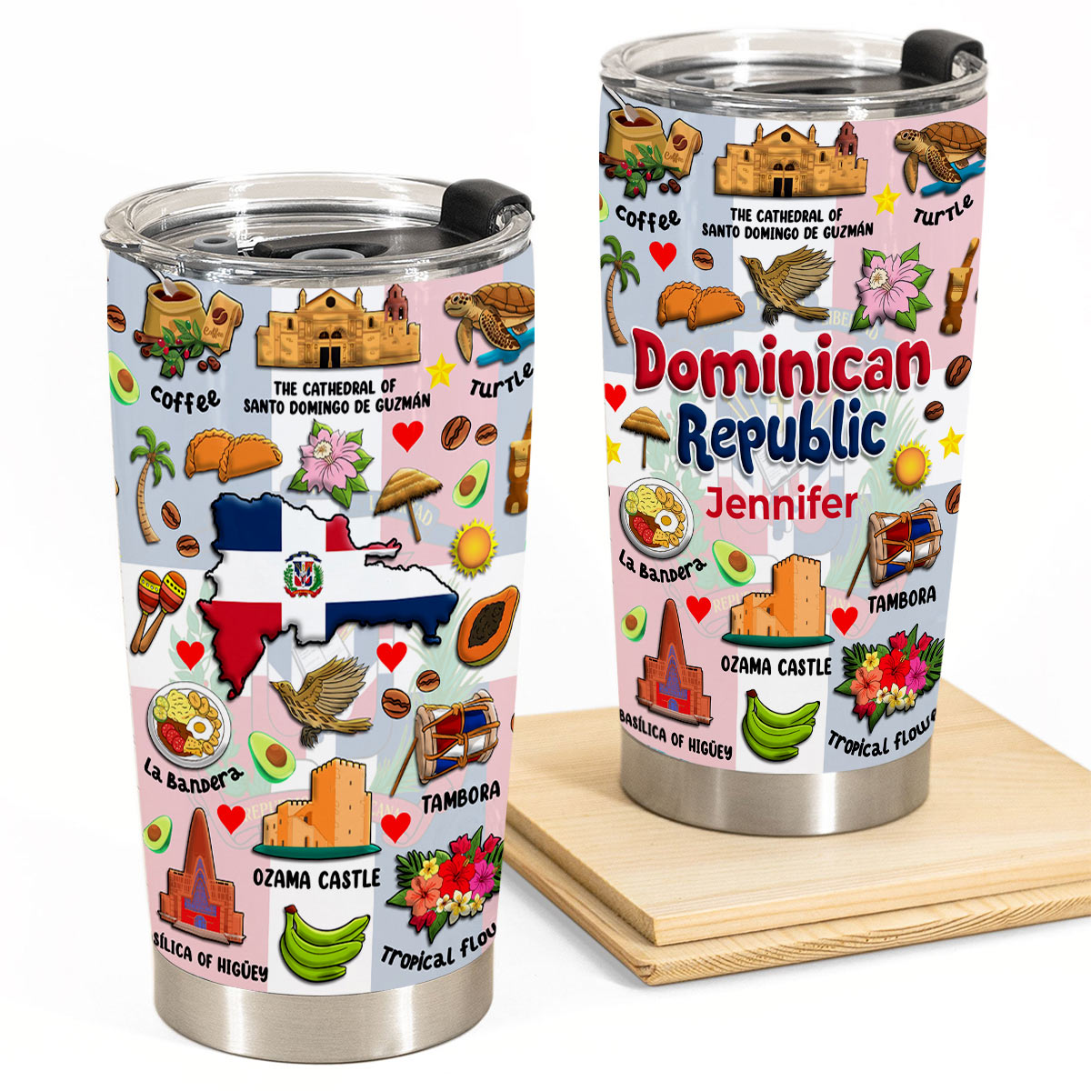 Custom Dominican Republic Tumbler Symbols Flag