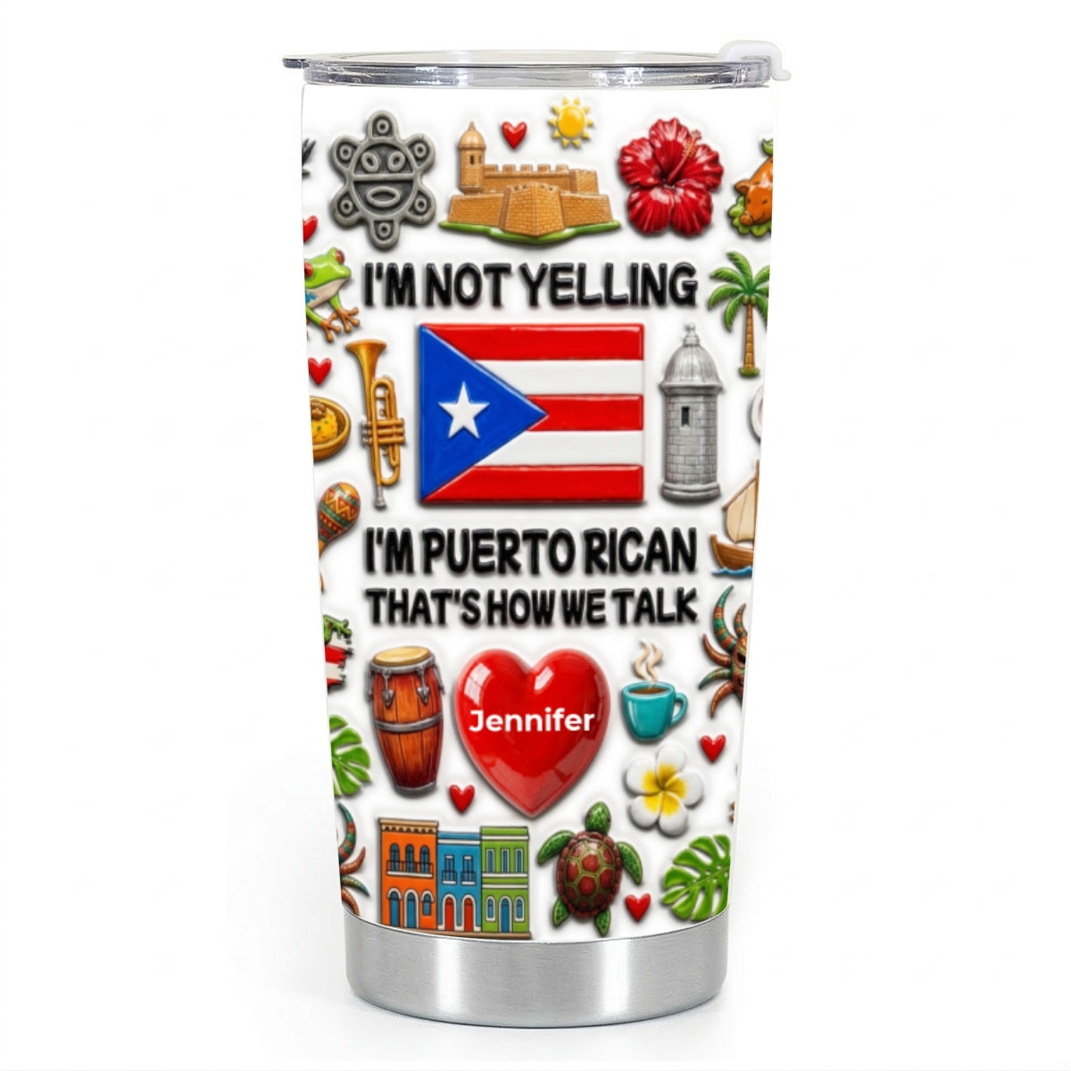 I'm Not Yelling Puerto Rican Tumbler 20oz With Lid