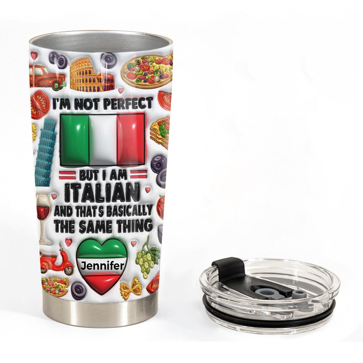 I'm Not Perfect But I'm Italian Personalized Tumbler