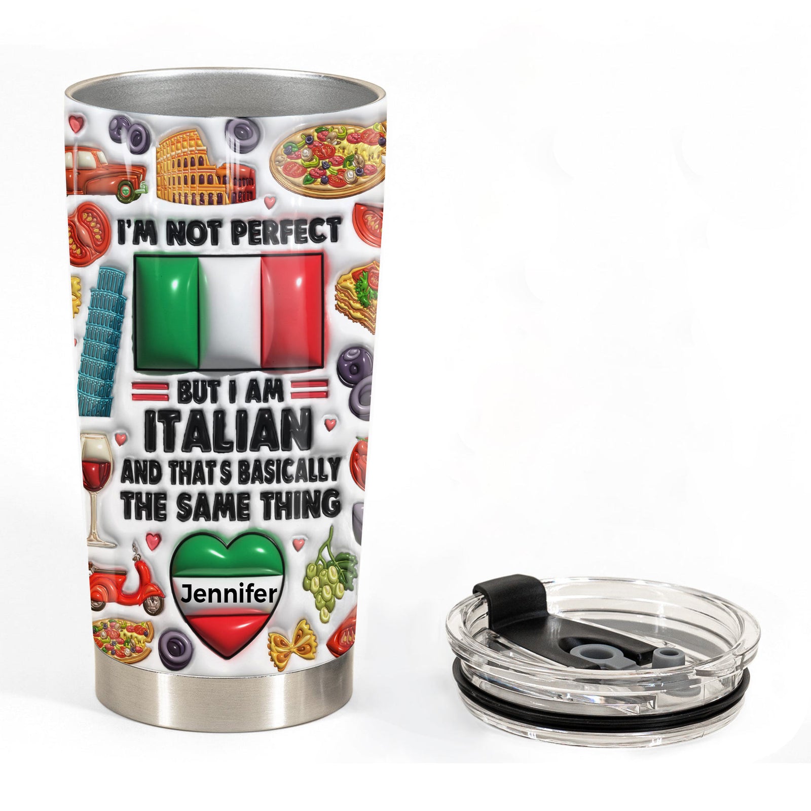 I'm Not Perfect But I'm Italian Personalized Tumbler