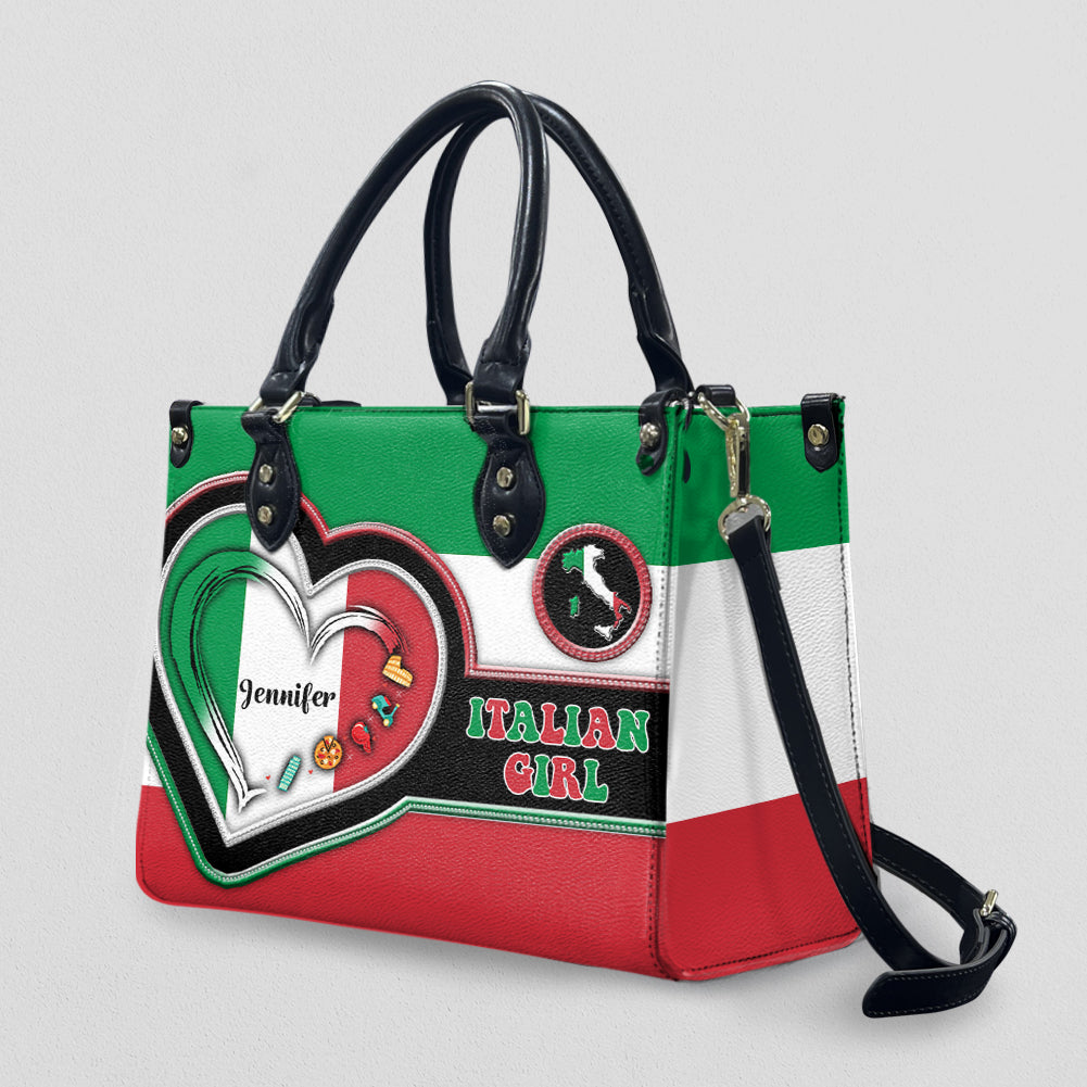 Italian Girl Personalized Leather Handbag Purse