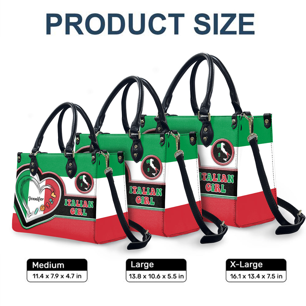 Italian Girl Personalized Leather Handbag Purse 