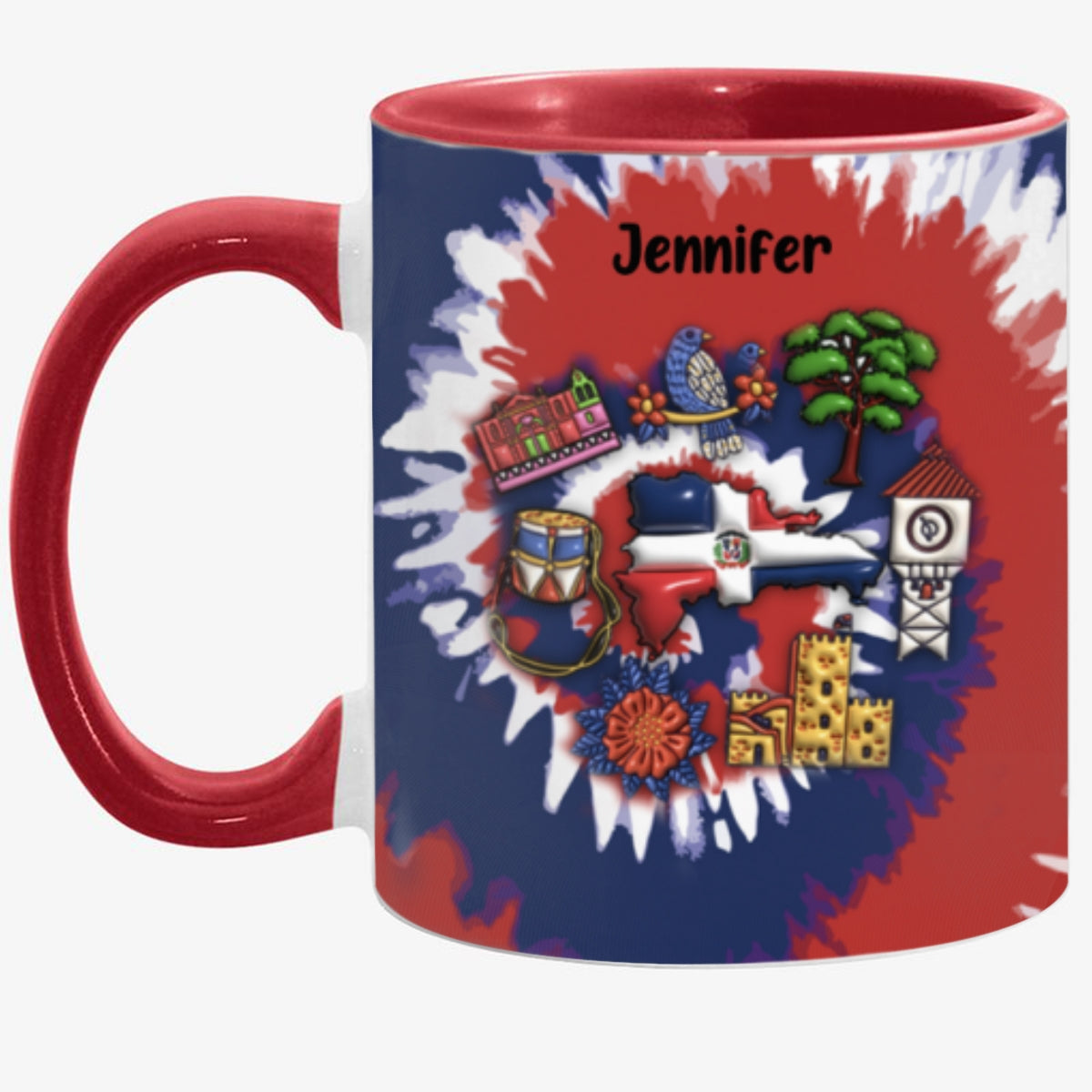 Customized Dominican Republic Coffee Mug Cup With Tie Dye Effect