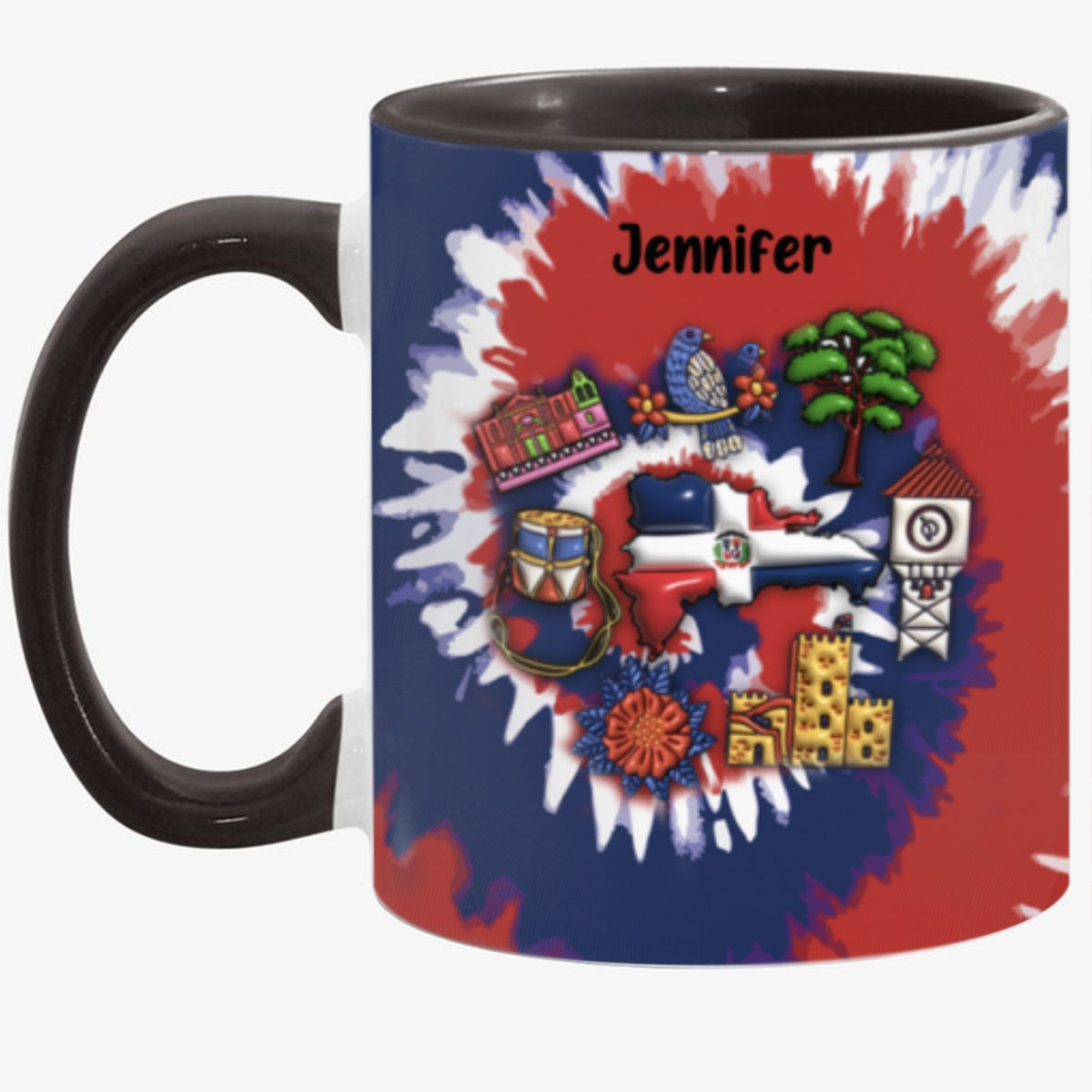 Customized Dominican Republic Coffee Mug Cup With Tie Dye Effect