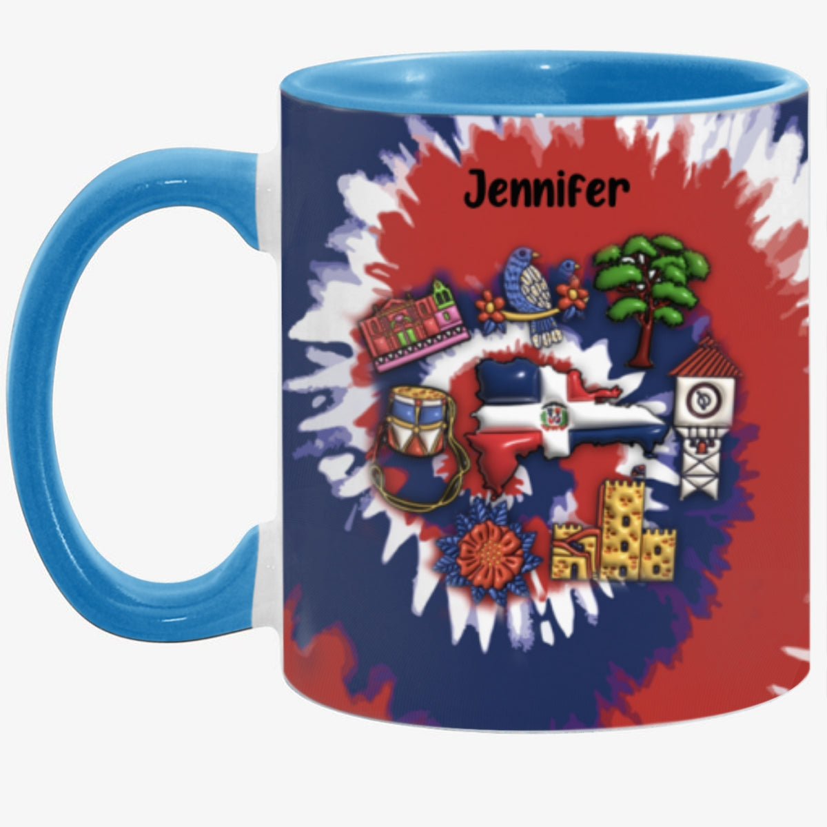 Customized Dominican Republic Coffee Mug Cup With Tie Dye Effect